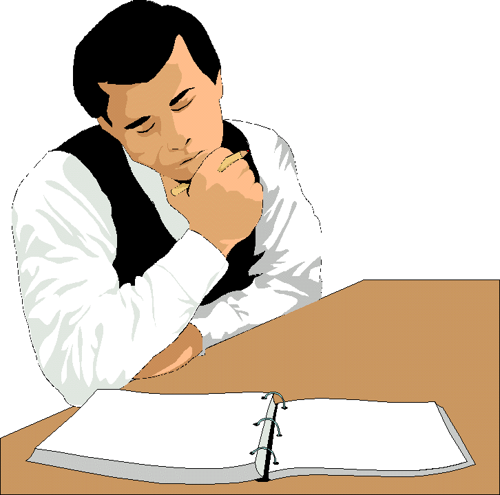 a man reading a notebook