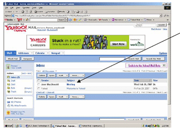 Example of the Yahoo email inbox.