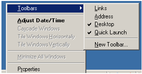 An example of the menu produced by right clicking