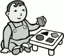 Clipart - child playing with toy blocks