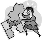 Clipart  - woman with a jigsaw puzzle