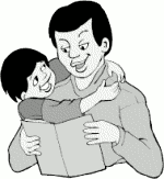 Clipart - Man and child with an open book