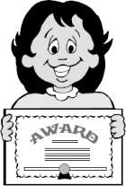 Clipart - female holding an award certificate