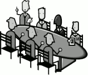 Clipart -seven adults around a large oval table