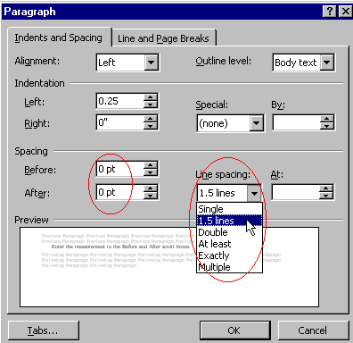 Paragraph Dialog Box