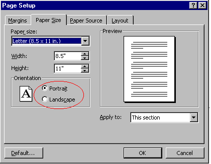 Page Setup Dialog Box