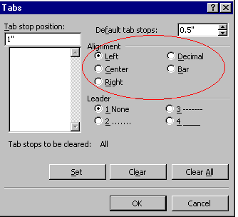 Tabs Dialog Box