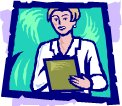 a doctor checking her clip board