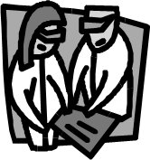two people looking at a chart