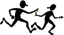 two people running