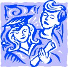 two women, with one in a graduation gown