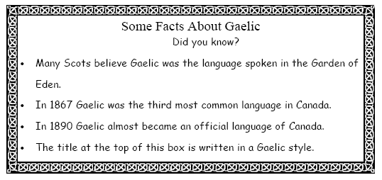 graphic - Some facts about Gaelic