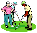 graphic of three golfers