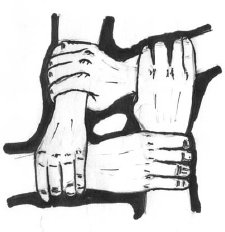 Four interlocking hand