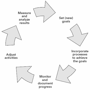Five steps in a circle separated by arrows show how CIPMS can be represented as a continuous cycle.