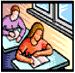 clipart graphic - two students sitting at desks
