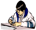 clipart graphic - adult writing at a desk