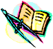 clipart graphic - drawinmg of an open book and a pair of dividers