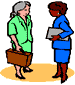 clipart graphic - two women facing each other