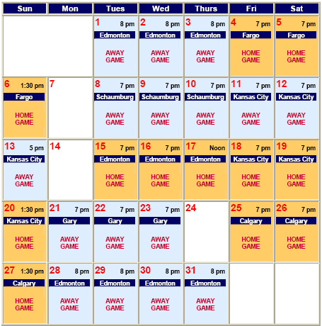 Winnipeg Goldeyes schedule