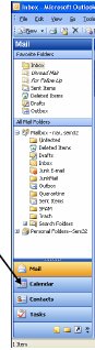 Screenshot of Microsoft Outlook Calendar navigation area