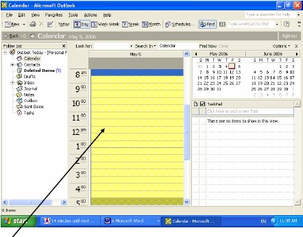 Screenshop of Microsoft Outlook Calendar