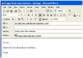 Screenshot of Microsoft Outlook message window