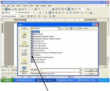 Screenshot of Microsoft Word Open dialog box