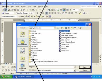 Screenshot of Microsoft Word Open dialog box