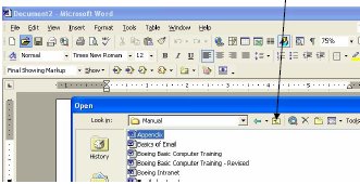 Screenshot of Microsoft Word Open dialog