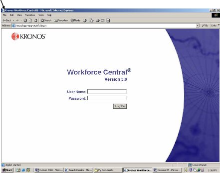 Screenshot of Kronos webpage