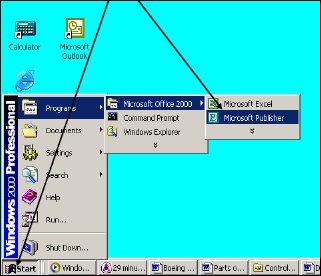 Screenshot of Microsoft Windows 2000 Professional Start Menu