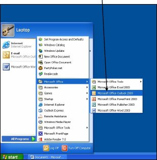 Screenshot of Microsoft Windows 2000 Professional Start Menu