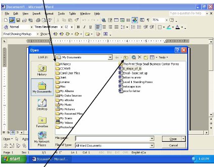 Screenshot of Microsoft Word Open dialog box