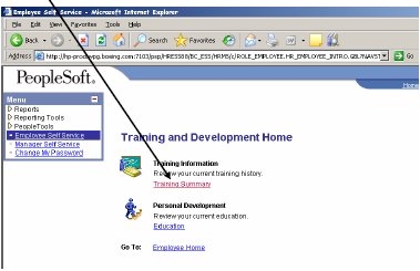 Screenshot of PeopleSoft webpage