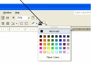 Screenshot of font color drop down menu