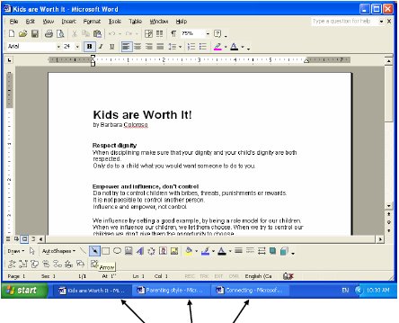 Screenshot of Microsoft Word