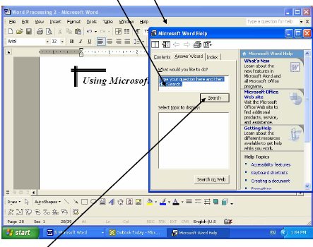 Screenshot of Microsoft Word Help dialog box