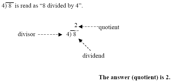 labeling a division equation