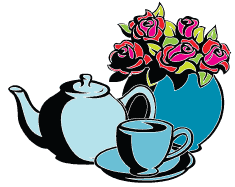 A teapot and roses