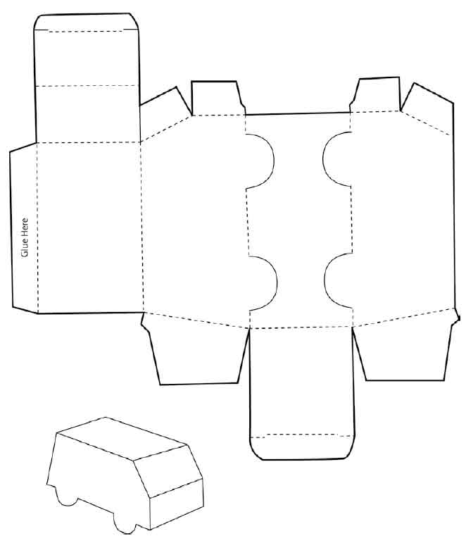 how to fold a flat shape to make a van