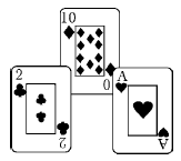 3 playing cards laid out