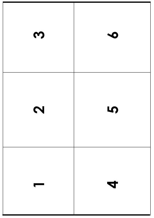  boxes with numbers One two three four five six