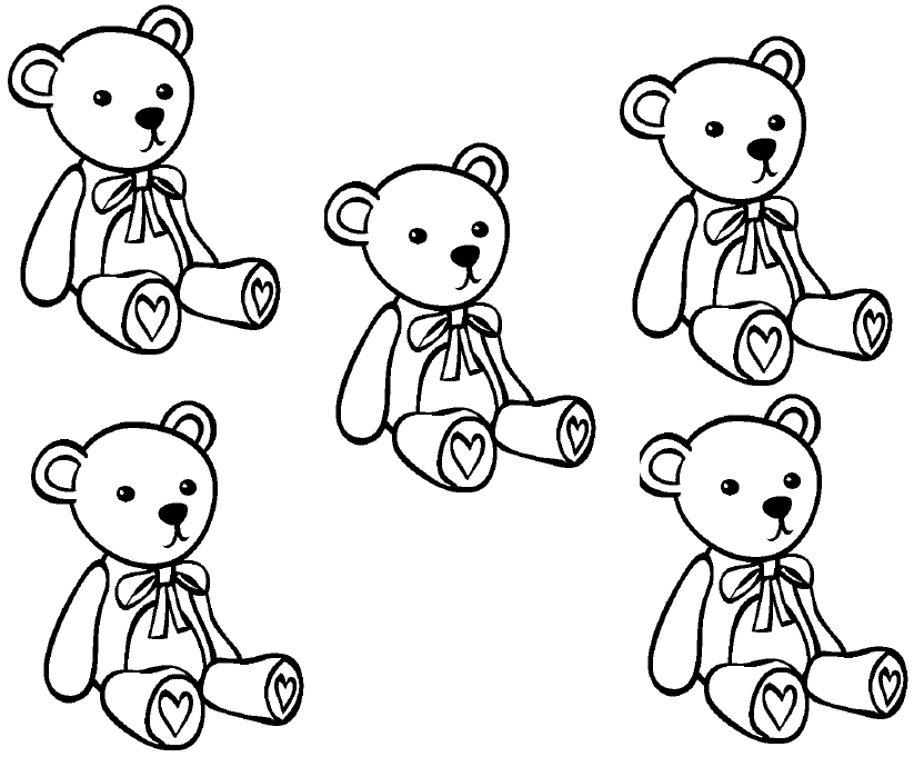 5 teddy bears