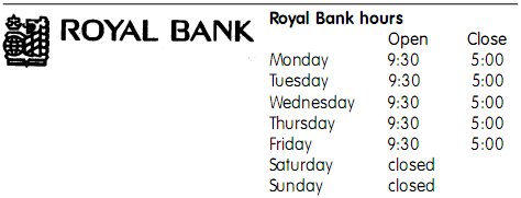 royal bank hours