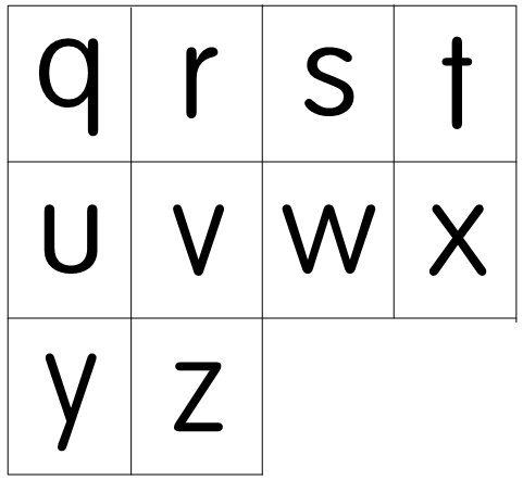 lowercase q to z