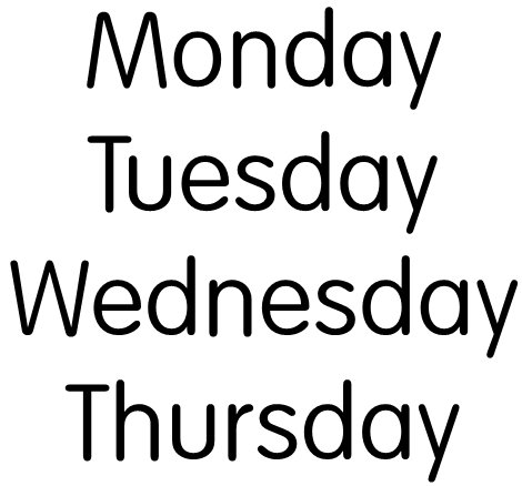 days of the week