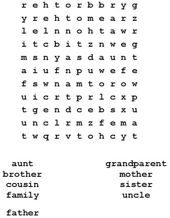 a family based crossword puzzle