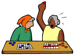 two old ladies playing bingo