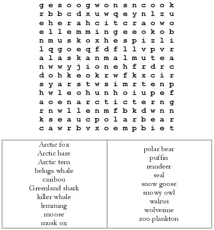 a Word Search for artic animal names